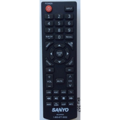 CONTROL PARA TV / SANYO MC42NS00 / FVF5044 P50F44-00 / FVD3924 / DP24E14 / DP39D14 / DP42D24 / DP50E44 / DP55D44 / DP58D34 / DP65E34 